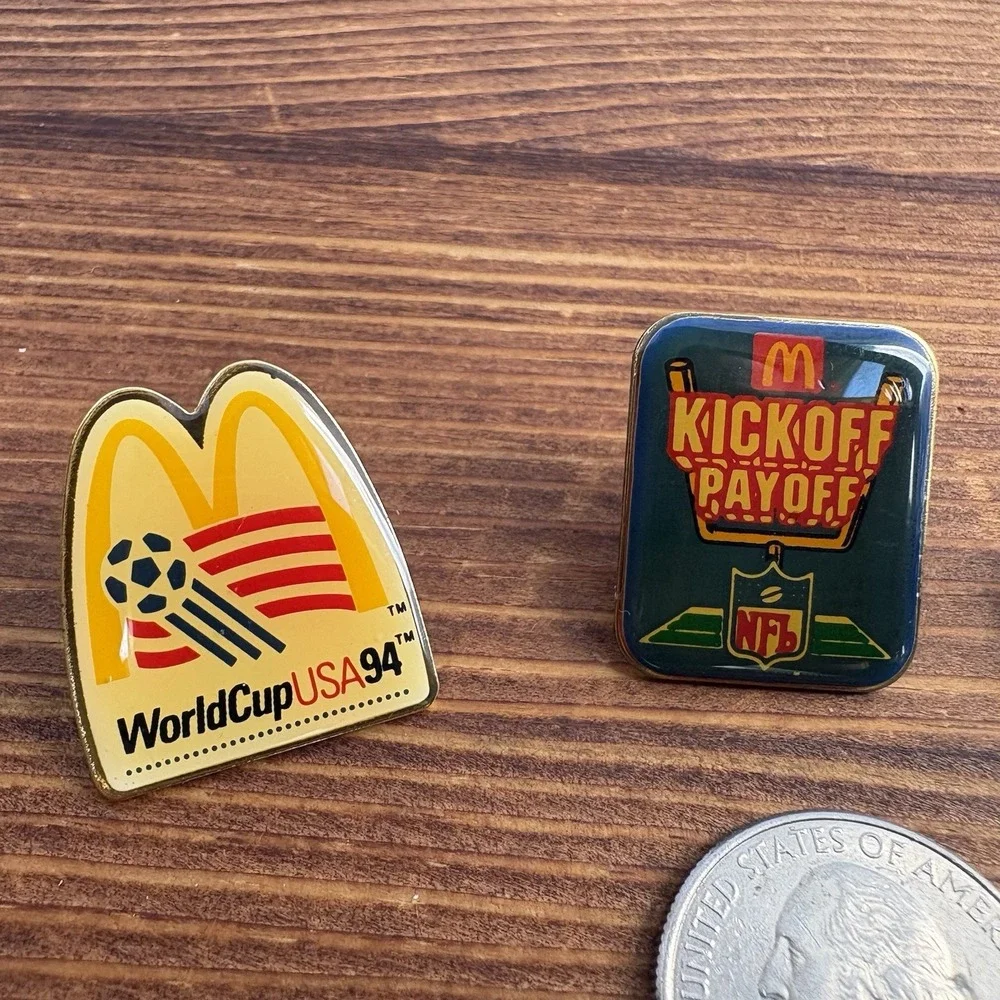 Vintage McDonald's Sports Enamel Lapel Pin Lot World Cup NFL Baseball